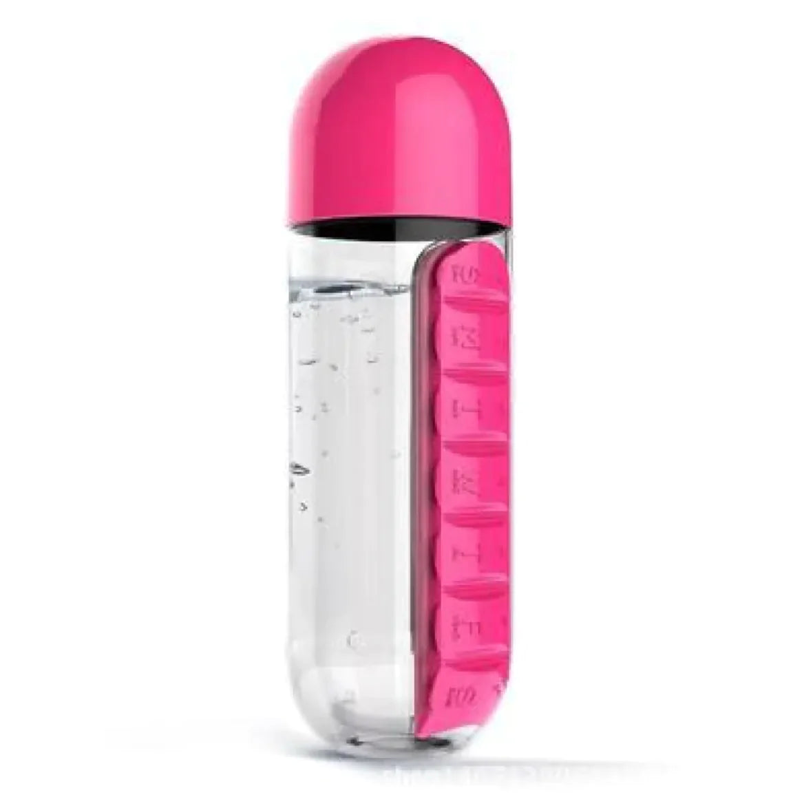2-in-1 Pill Organizer Water Bottle – 600ml Travel Medicine & Supplement Cup