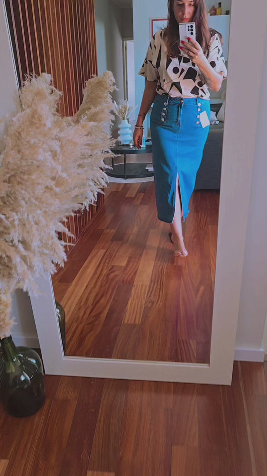 Long denim skirt